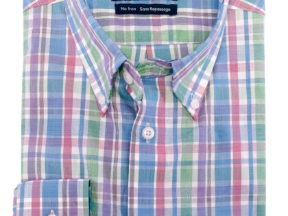 Viyella Long Sleeve Button-Down Plaid Shirt in Blue