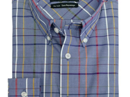 Viyella Button-Down Collar Long Sleeve No Iron Sport Shirt --Blue Plaid