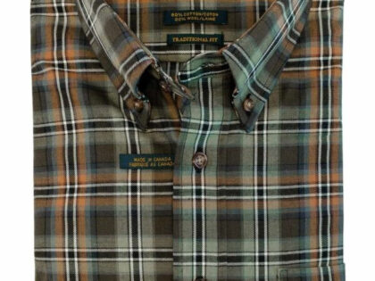 Viyella Long Sleeve Sport Shirt in Moss Green Plaid