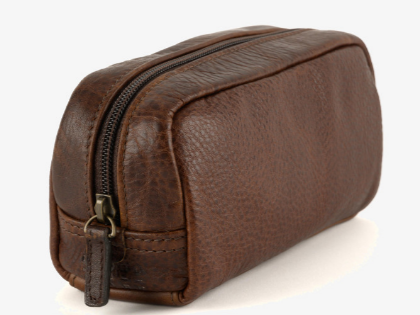 Moore & Giles George Mini Wash (Dopp) Kit in Titan Milled Brown