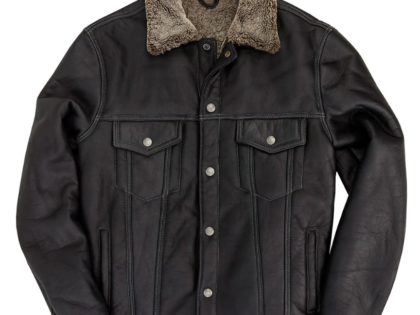 Cockpit USA Sheepskin Midnight Trucker Jacket